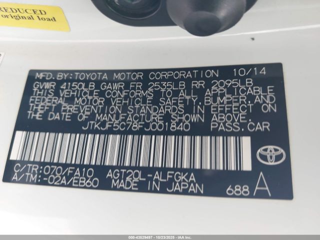 2015 SCION TC JTKJF5C78FJ001840 Photo 8