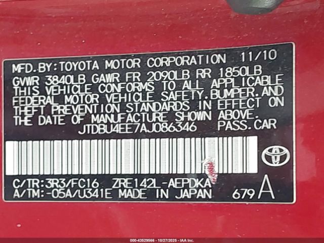 2010 TOYOTA COROLLA JTDBU4EE7AJ086346 Photo 8