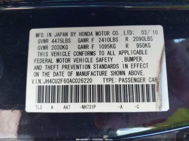 2010 ACURA TSX JH4CU2F60AC026220 Photo 8