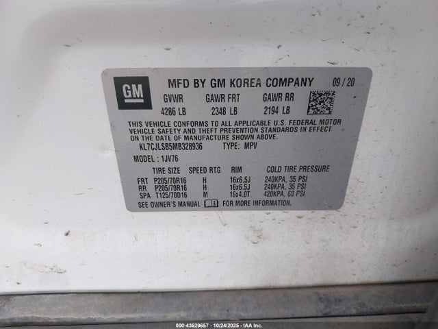 2021 CHEVROLET TRAX KL7CJLSB5MB328936 Photo 8