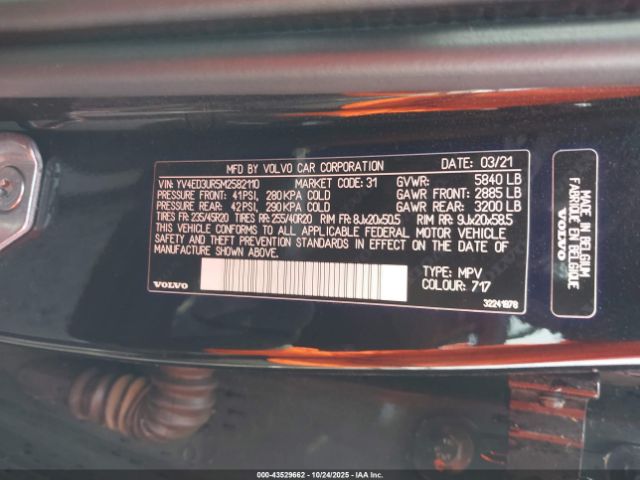 2021 VOLVO XC40 RECHARGE PURE ELECTRIC YV4ED3UR5M2582110 Photo 8