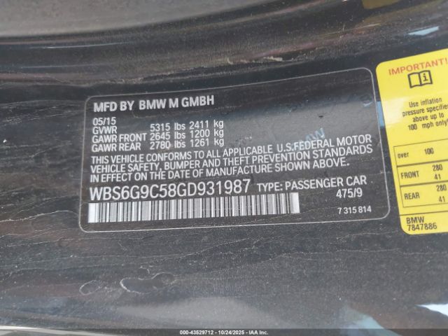 2016 BMW M6 WBS6G9C58GD931987 Photo 8