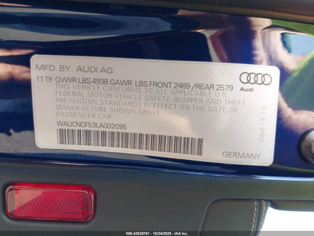 2020 AUDI A5 SPORTBACK WAUCNCF53LA002095 Photo 8