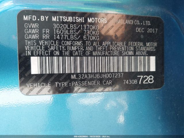 2018 MITSUBISHI MIRAGE ML32A3HJ6JH007237 Photo 8