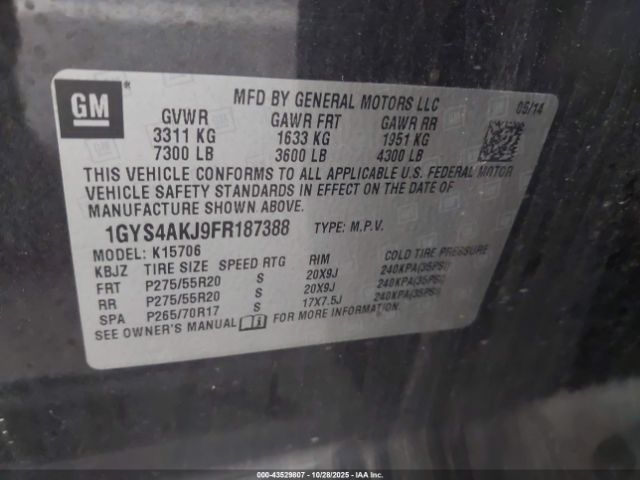 2015 CADILLAC ESCALADE 1GYS4AKJ9FR187388 Photo 8