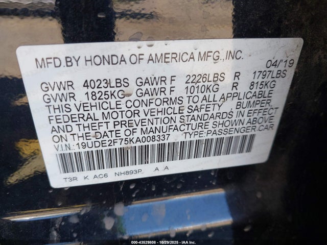 Продажа на аукционе авто 2019 Acura Ilx Premium Package/technology Package, vin: 19UDE2F75KA008337, номер лота: 43529808
