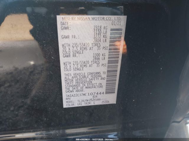 2021 NISSAN MURANO 5N1AZ2CJ7MC107444 Photo 8