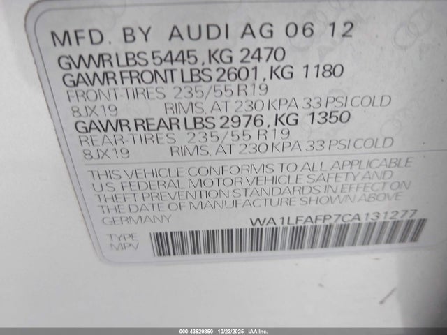 2012 AUDI Q5 WA1LFAFP7CA131277 Photo 8