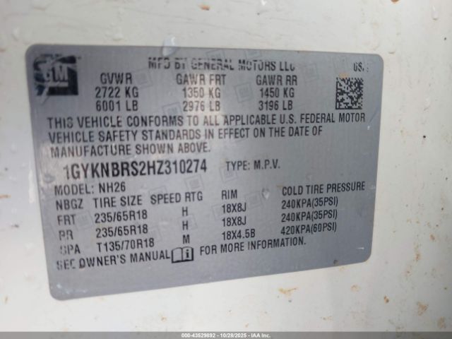 2017 CADILLAC XT5 1GYKNBRS2HZ310274 Photo 8