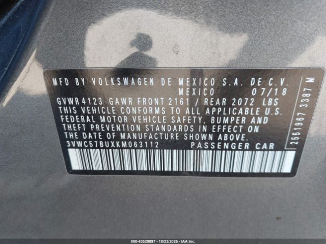 2019 VOLKSWAGEN JETTA 3VWC57BUXKM063112 Photo 8