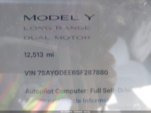 2025 TESLA MODEL Y 7SAYGDEE6SF287880 Photo 6