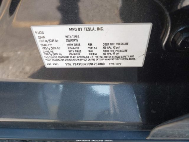2025 TESLA MODEL Y 7SAYGDEE6SF287880 Photo 8