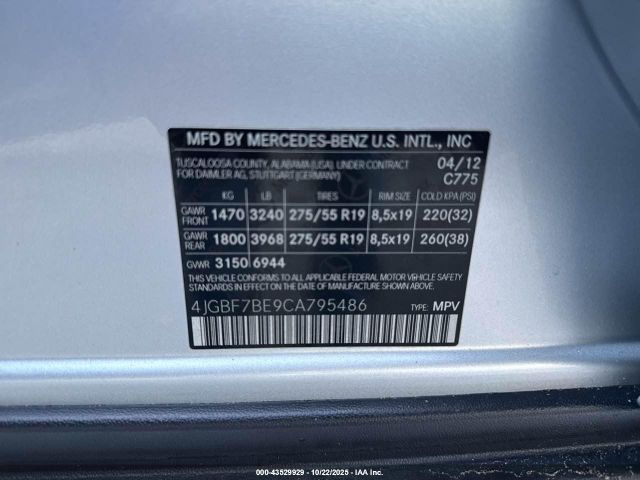 2012 MERCEDES-BENZ GL 450 4JGBF7BE9CA795486 Photo 8