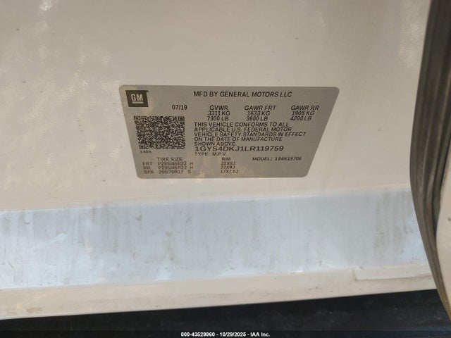 2020 CADILLAC ESCALADE 1GYS4DKJ1LR119759 Photo 8