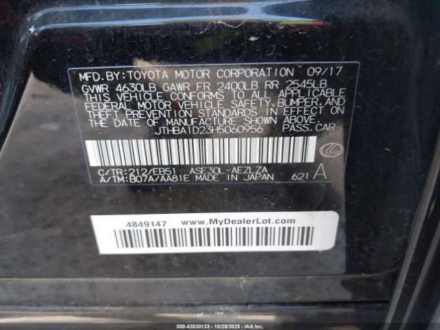 2017 LEXUS IS 200T JTHBA1D23H5060956 Photo 8