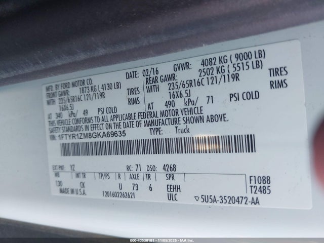 2016 FORD TRANSIT-250 1FTYR1ZM8GKA69635 Photo 8