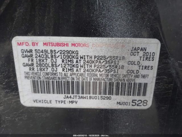 2011 MITSUBISHI OUTLANDER JA4JT3AW1BU015290 Photo 8