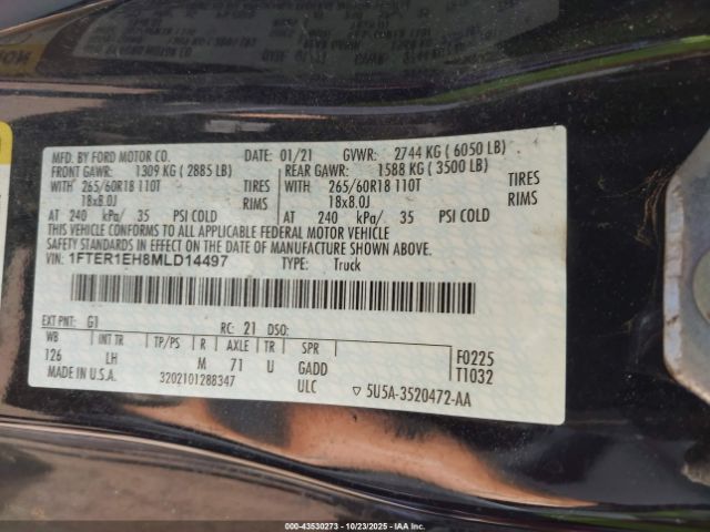 2021 FORD RANGER 1FTER1EH8MLD14497 Photo 8