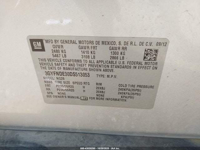 2013 CADILLAC SRX 3GYFNDE30DS513053 Photo 8