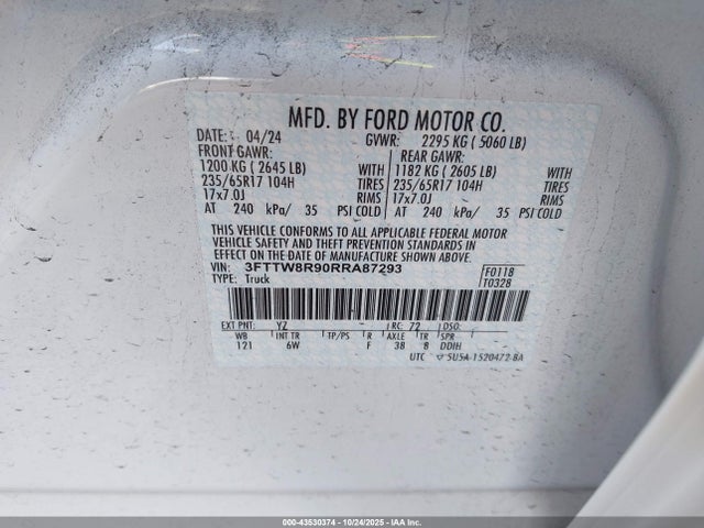 Ford Maverick Lariat 2024 3FTTW8R90RRA87293 Image 9