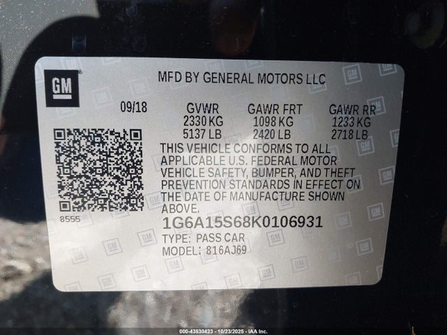 2019 CADILLAC CTS-V 1G6A15S68K0106931 Photo 8