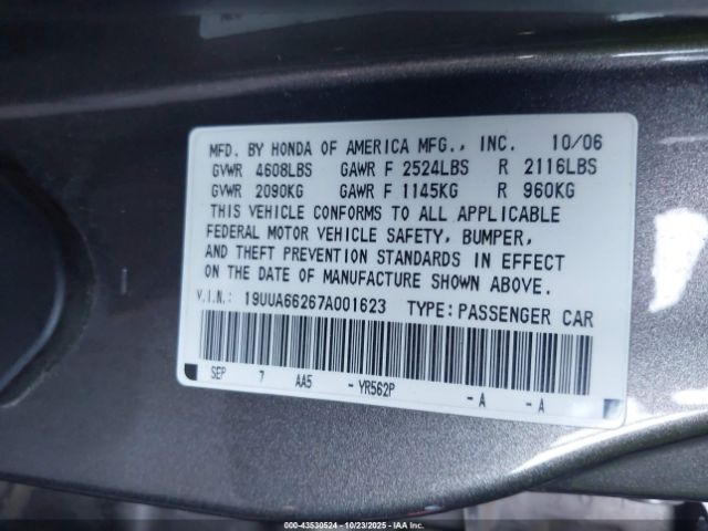 2007 ACURA TL 19UUA66267A001623 Photo 8