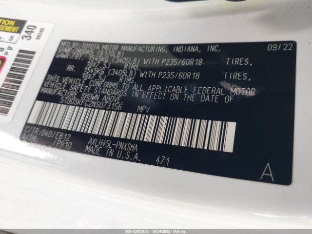 2022 TOYOTA SIENNA 5TDDSKFC2NS073156 Photo 8