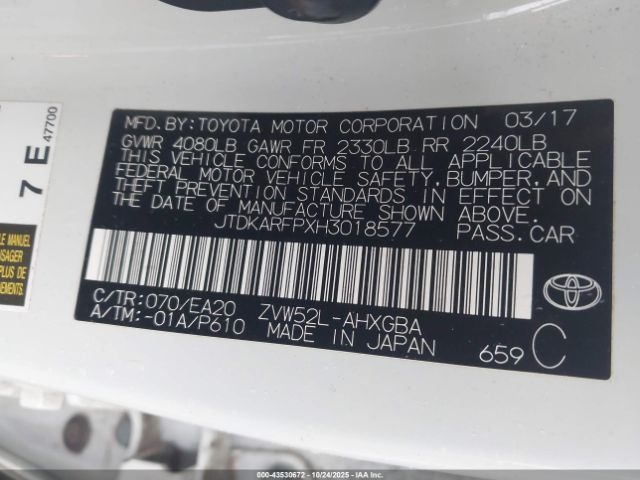 2017 TOYOTA PRIUS PRIME JTDKARFPXH3018577 Photo 8