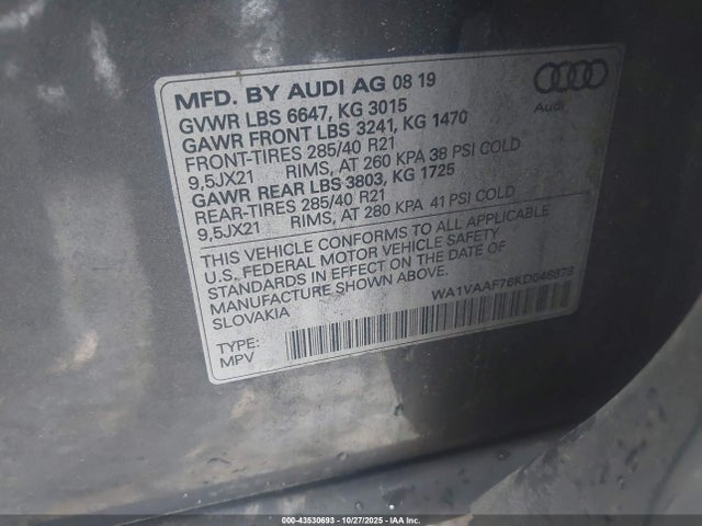 2019 AUDI Q7 WA1VAAF76KD048878 Photo 8
