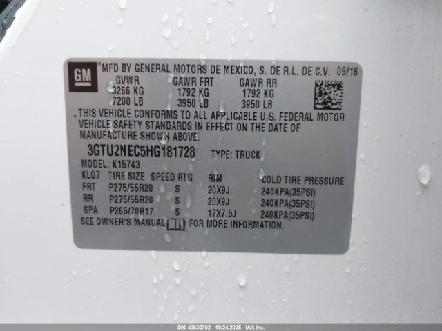 2017 GMC SIERRA 1500 3GTU2NEC5HG181728 Photo 8