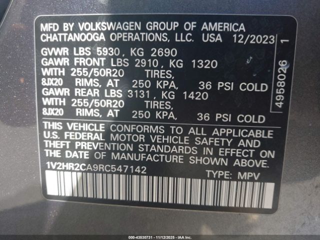 2024 VOLKSWAGEN ATLAS 1V2HR2CA9RC547142 Photo 8