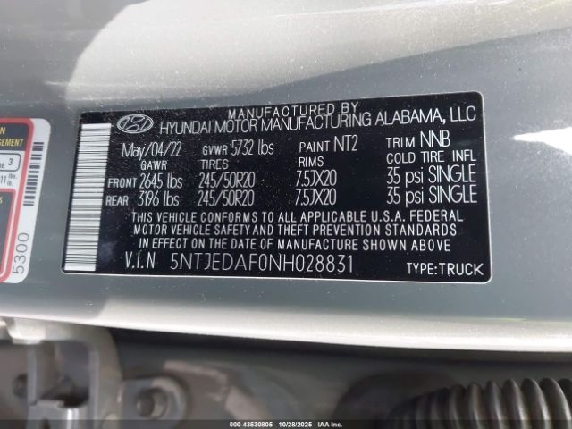 2022 HYUNDAI SANTA CRUZ 5NTJEDAF0NH028831 Photo 8