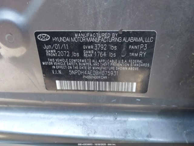 2011 HYUNDAI ELANTRA 5NPDH4AE0BH075931 Photo 8