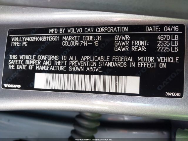 2016 VOLVO S60 INSCRIPTION LYV402FK4GB113601 Photo 8