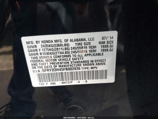 2015 ACURA MDX 5FRYD3H45FB002836 Photo 8