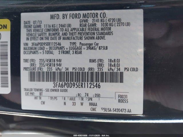 2014 FORD FUSION 3FA6P0D95ER112546 Photo 8