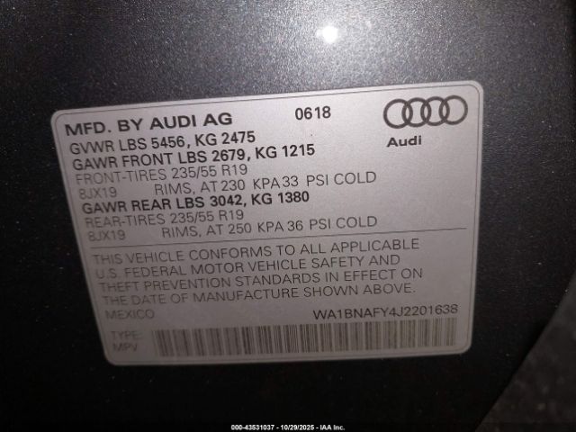 2018 AUDI Q5 WA1BNAFY4J2201638 Photo 8