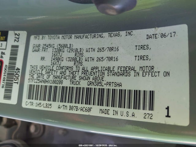 5TFCZ5AN0HX100208 Toyota Tacoma Trd Pro
