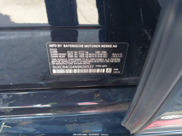 2022 BMW X5 5UXCR4C04N9N36537 Photo 8