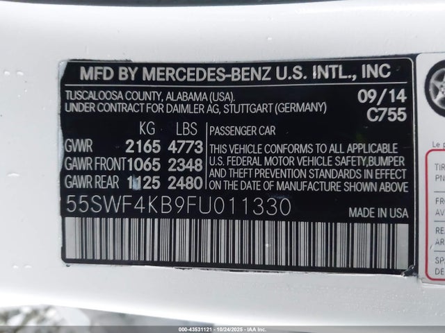 Mercedes-Benz C-Class 2015 55SWF4KB9FU011330 Image 9