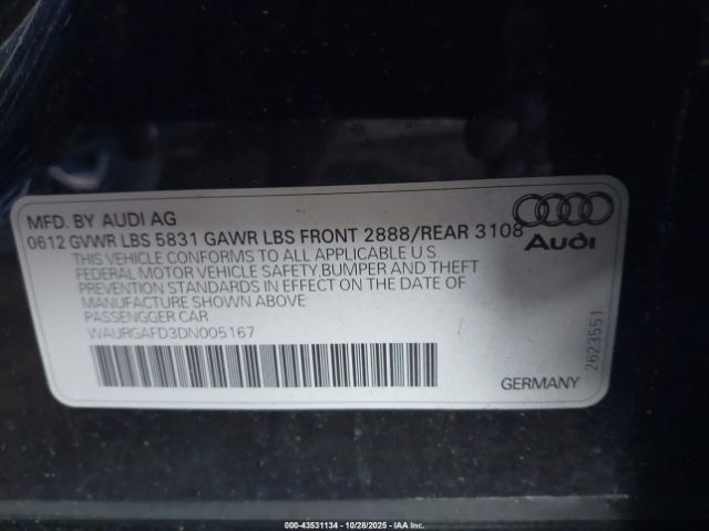 2013 AUDI A8 L WAURGAFD3DN005167 Photo 8