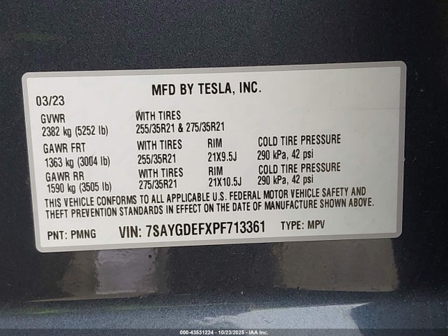 2023 TESLA MODEL Y 7SAYGDEFXPF713361 Photo 8