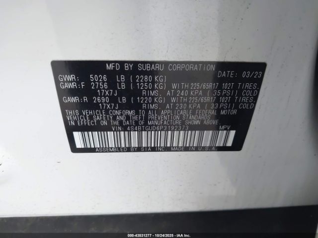 2023 SUBARU OUTBACK 4S4BTGUD6P3192373 Photo 8