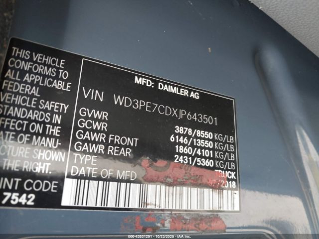 2018 MERCEDES-BENZ SPRINTER 2500 WD3PE7CDXJP643501 Photo 8