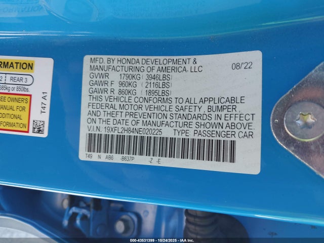 Honda Civic Sport 2022 19XFL2H84NE020225 Image 9