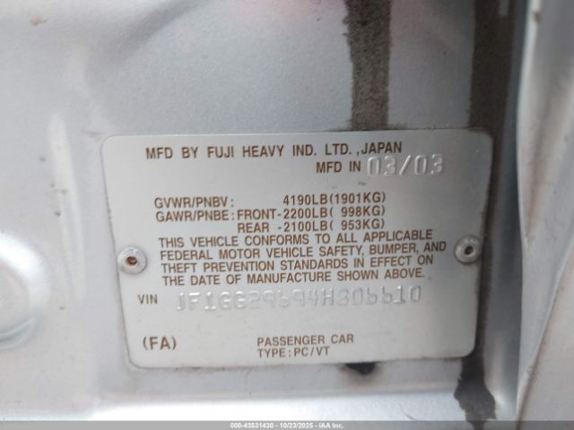 2004 SUBARU IMPREZA JF1GG29694H806610 Photo 8