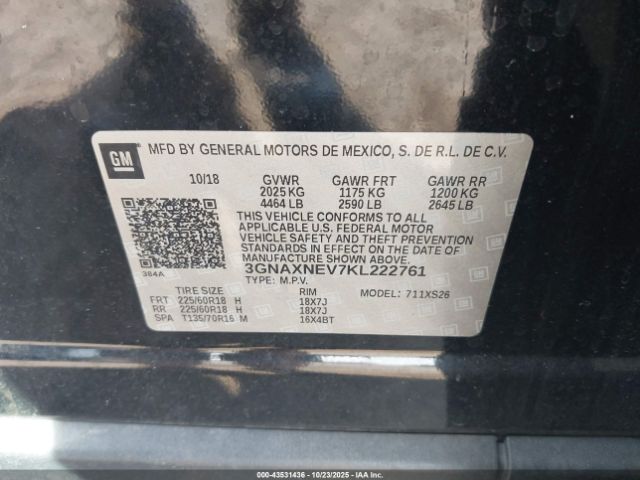 2019 CHEVROLET EQUINOX 3GNAXNEV7KL222761 Photo 8
