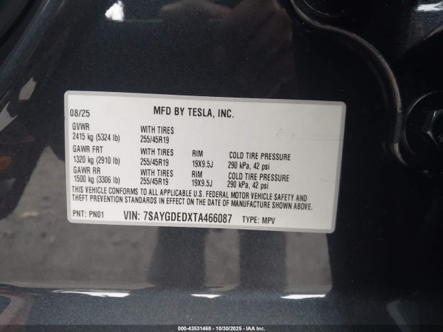 2026 TESLA MODEL Y 7SAYGDEDXTA466087 Photo 8
