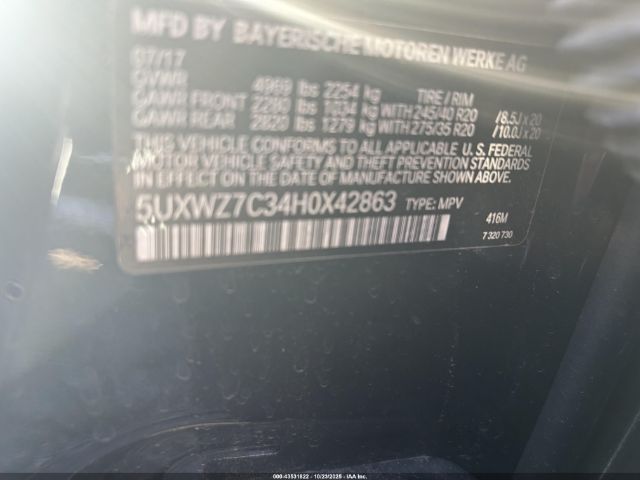 2017 BMW X3 5UXWZ7C34H0X42863 Photo 8