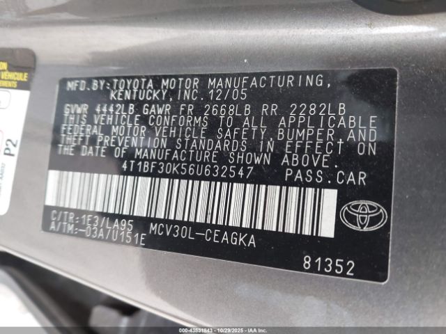 2006 TOYOTA CAMRY 4T1BF30K56U632547 Photo 8